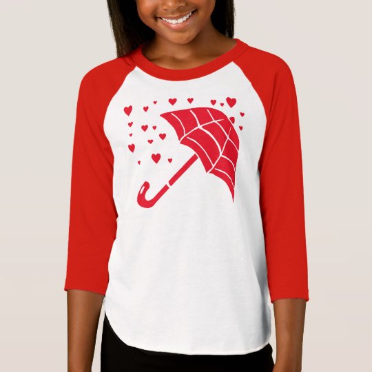 Red Umbrella Hearts Girls' Raglan TShirt