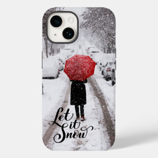 Red Umbrella in Winter Wonderland – Let It Snow Case-Mate iPhone 14 Case