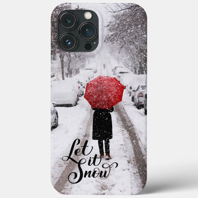 Red Umbrella in Winter Wonderland – Let It Snow Case-Mate iPhone Case (Back)