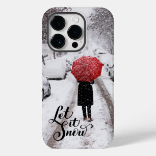 Red Umbrella in Winter Wonderland – Let It Snow Case-Mate iPhone 14 Pro Case