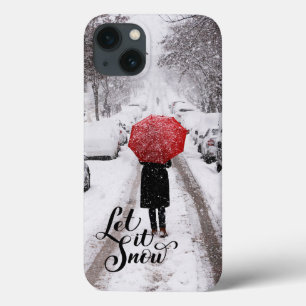 Red Umbrella in Winter Wonderland – Let It Snow iPhone 13 Case