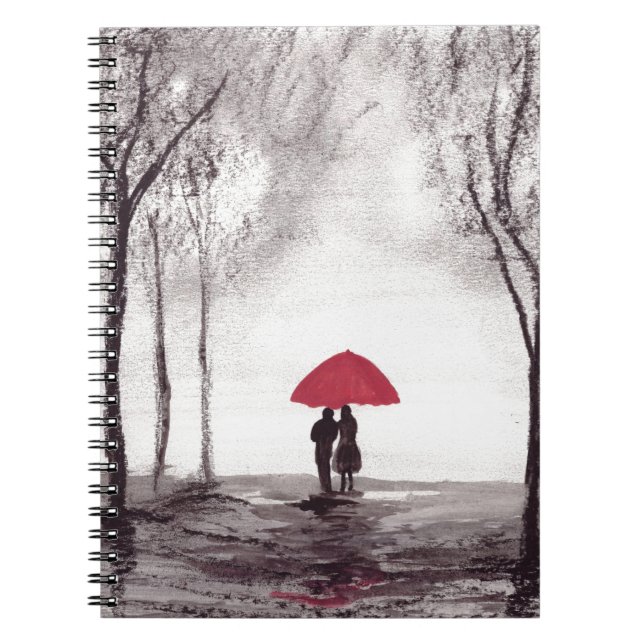 Red umbrella love couple notebook (Front)