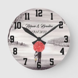 Red umbrella Love couple rustic romantic Wedding R