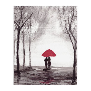 Red umbrella love couple wedding anniversary acrylic print