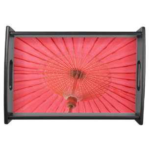 Red umbrella serving tray