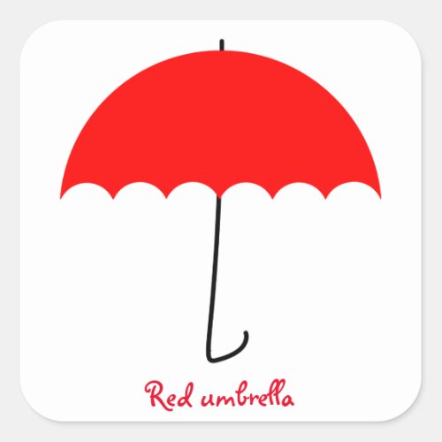 Red umbrella square sticker