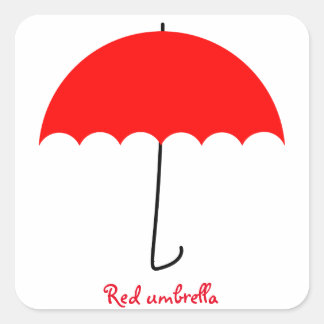 Red umbrella square sticker