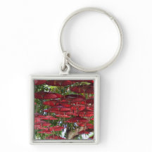 Red Umbrellas in the Sky - Asian Keychain