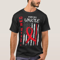 Red Uncle Heart Disease Awareness Flag Niece Nephe T-Shirt