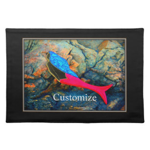 red underwater mermaid  cloth placemat