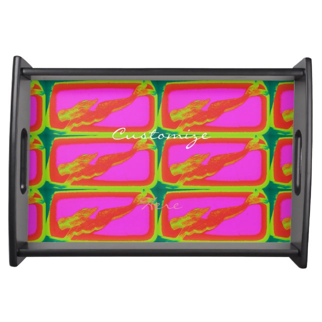red underwater mermaids pink serving tray (Front)