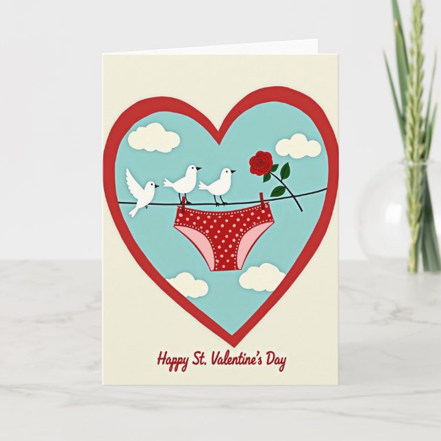 Red Undies Rose Valentine Card (Front)