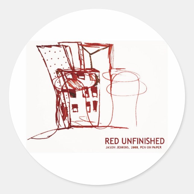 RED UNFINISHED CLASSIC ROUND STICKER (Front)