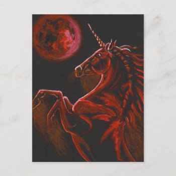 Red Unicorn 2 Postcard by GailRagsdaleArt at Zazzle