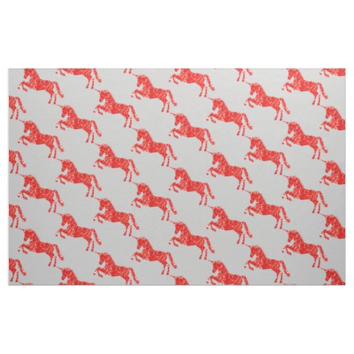 Red Unicorn fantasy mystical Fabric