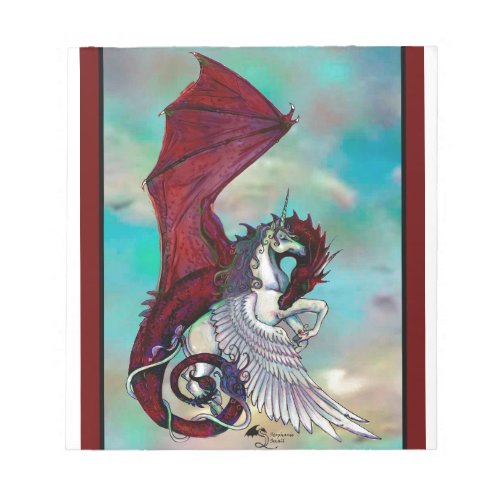 Red Unicorn Horse Pony Dragon Reptile Monster Notepad
