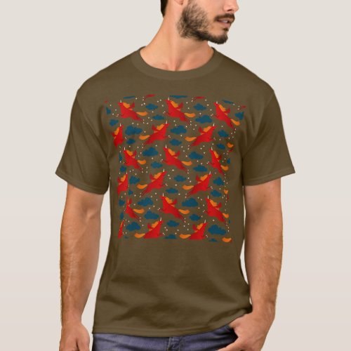Red Unicorn Pattern T_Shirt