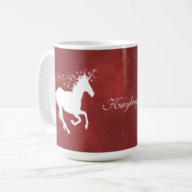 Red Unicorn Personalized Coffee Mug (Front Left)