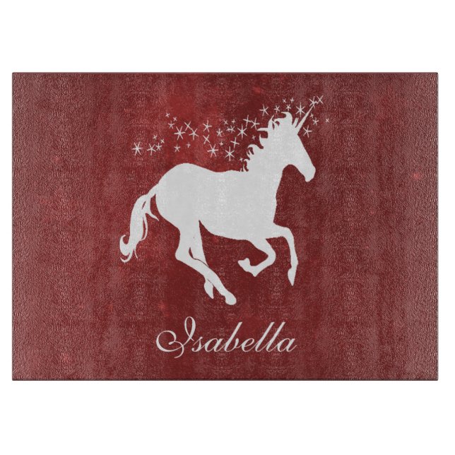 Red Unicorn Personalized Cutting Board (Front)