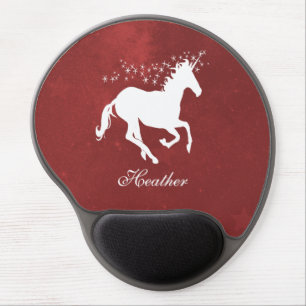 Red Unicorn Personalized Gel Mouse Pad