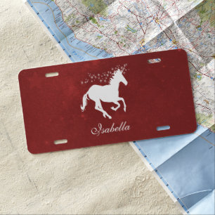 Red Unicorn Personalized License Plate