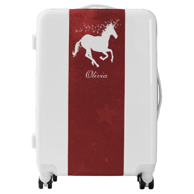 Red Unicorn Personalized Luggage (Front)
