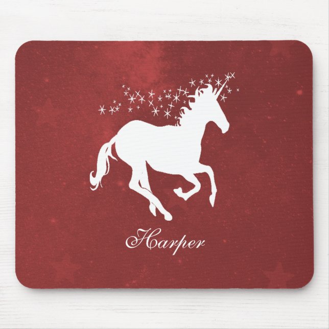 Red Unicorn Personalized Mouse Pad (Front)