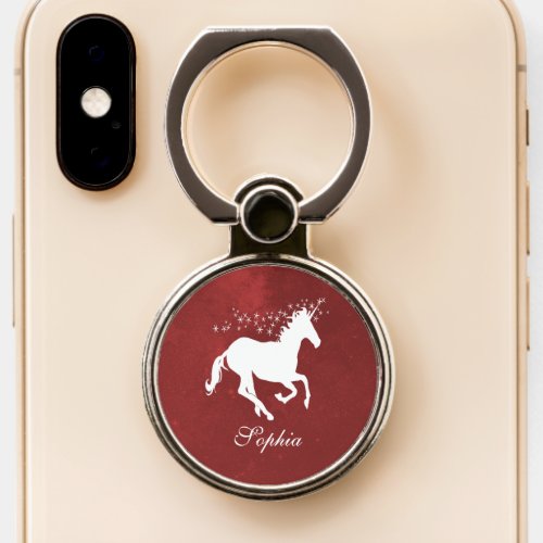 Red Unicorn Personalized Phone Ring Stand