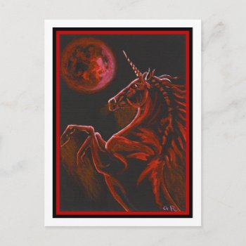 Red Unicorn Postcard by GailRagsdaleArt at Zazzle