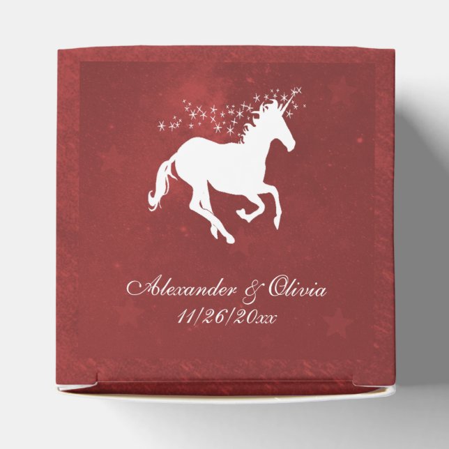 Red Unicorn Wedding Favor Box (Top)
