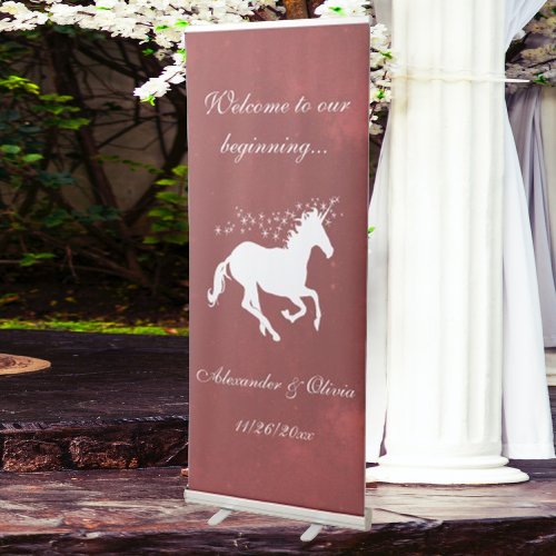 Red Unicorn Wedding Welcome Banner