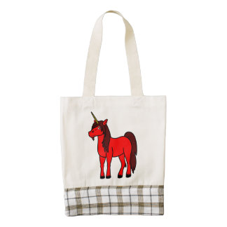 Red Unicorn with Dark Mane Zazzle HEART Tote Bag