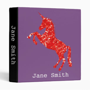 Red unicorn young girl's student folder