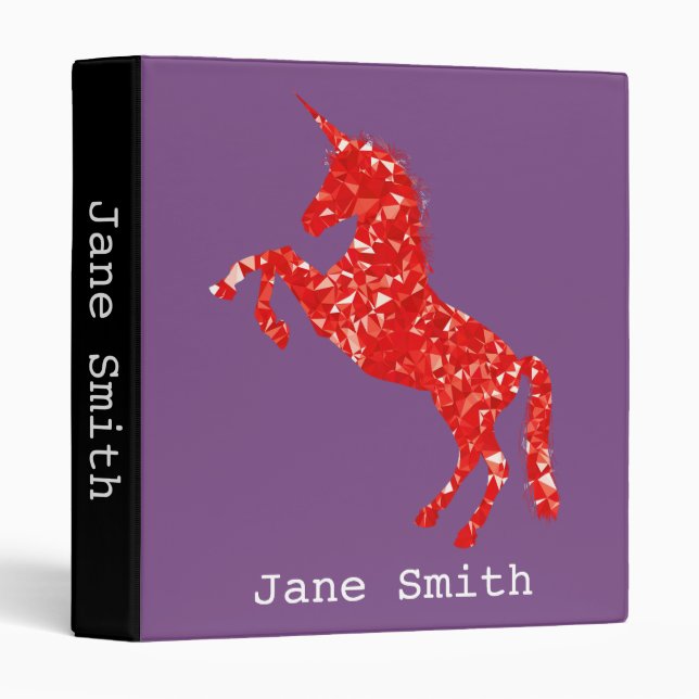 Red unicorn young girl's student folder (Front/Spine)