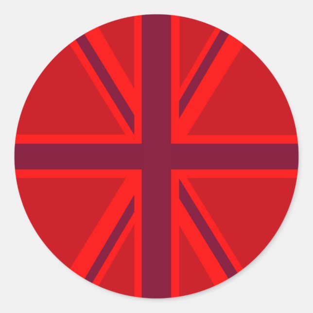 Red Union Jack Classic Round Sticker (Front)