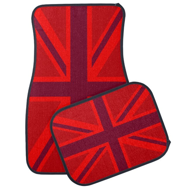 Red Union Jack Decor Car Mat (Set)