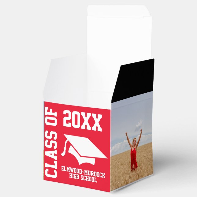 Red Unique Graduation Party Favor Boxes (Opened)