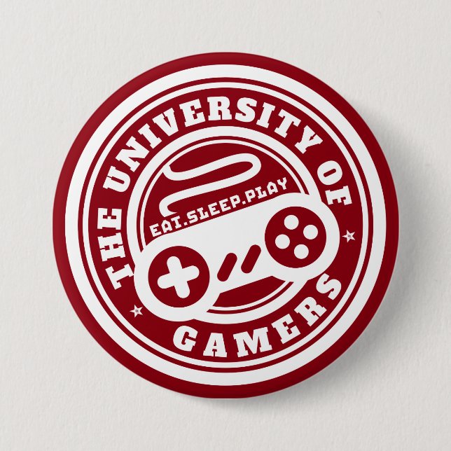Red University of Gamers Seal Gaming Button (Front)