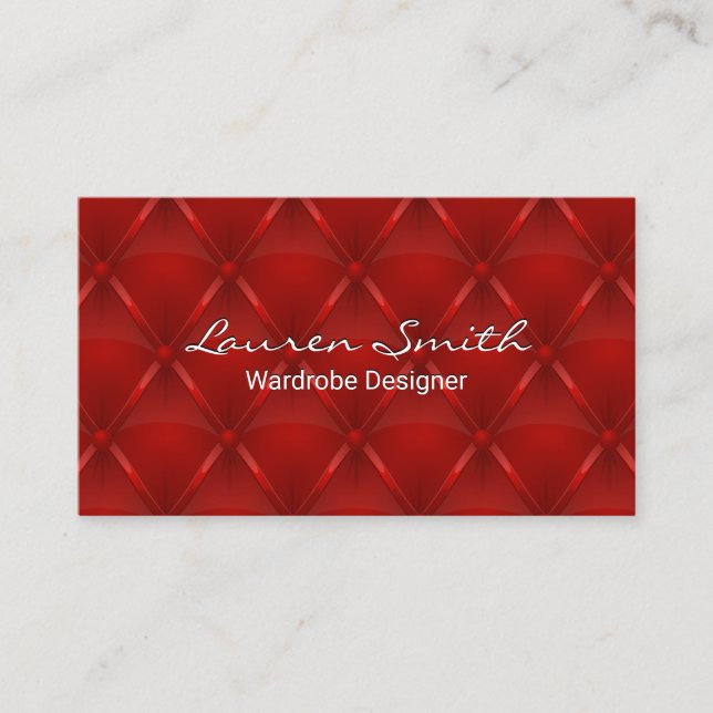 Red Upholstered Background Business Card (Front)
