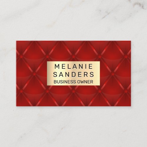 Red Upholstered  Gold Metallic Business Card