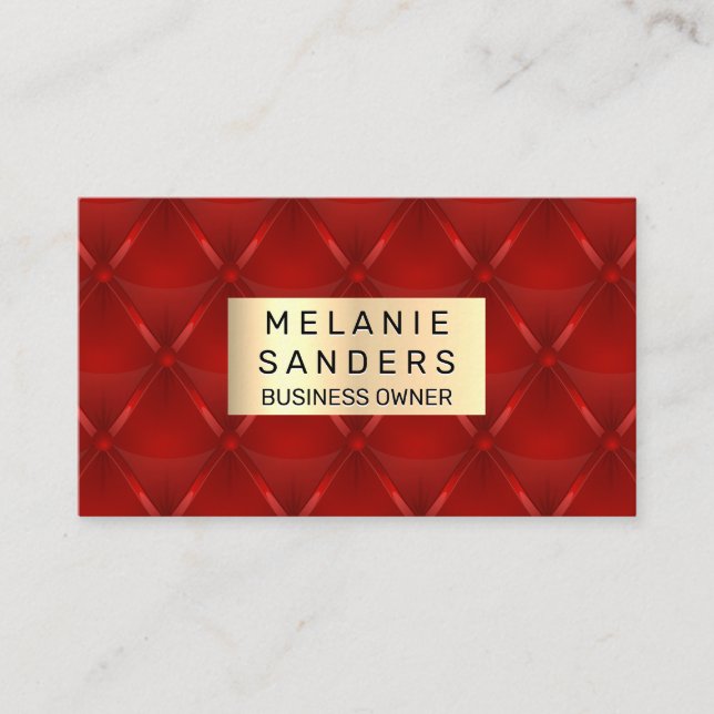 Red Upholstered | Gold Metallic Business Card (Front)