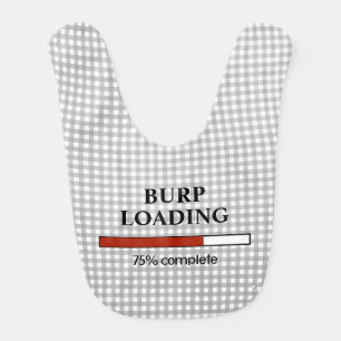 Red Upload Bar On Gray Gingham Baby Bib