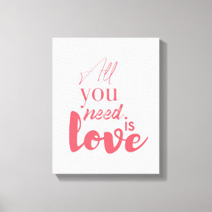 Red, urban graphic design "All you need is love" Canvas Print