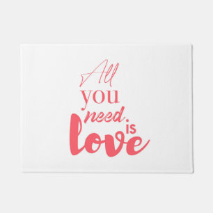 Red, urban graphic design "All you need is love" Doormat