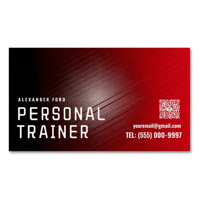 Red Urban Texture Personal Trainer Business Card – (Front)