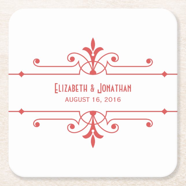 Red v2 Fancy Ornamental Paper Coasters (Front)