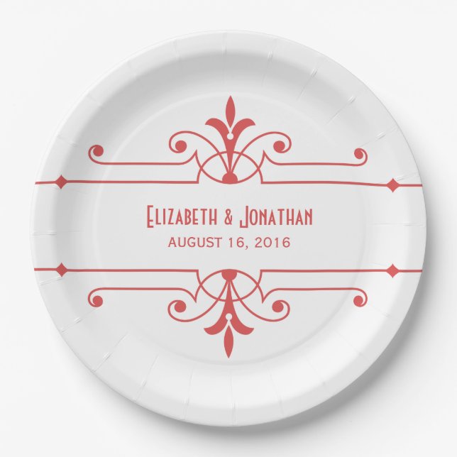 Red v2 Fancy Ornamental Paper Plates (Front)