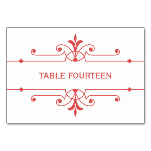Red v2 Fancy Ornamental Wedding Table Card