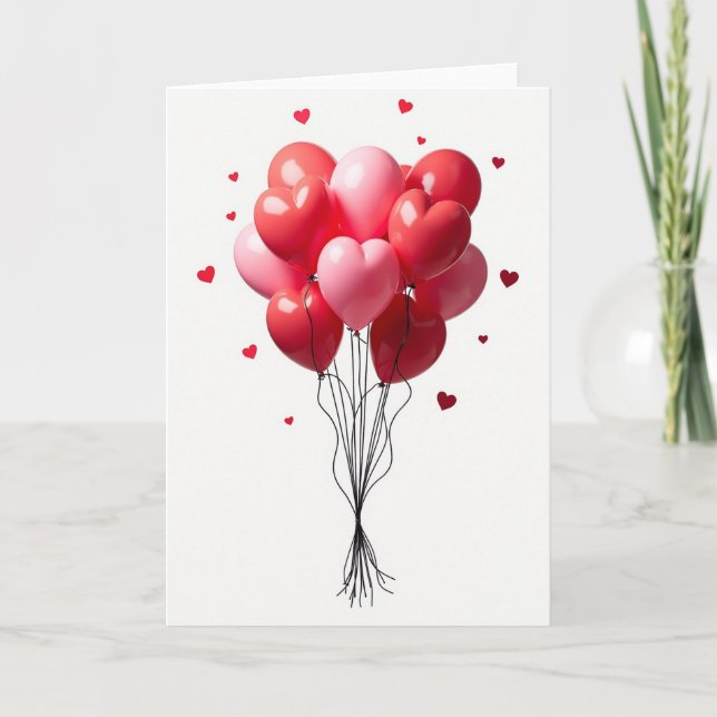 Red Valentine Balloons Card (Front)