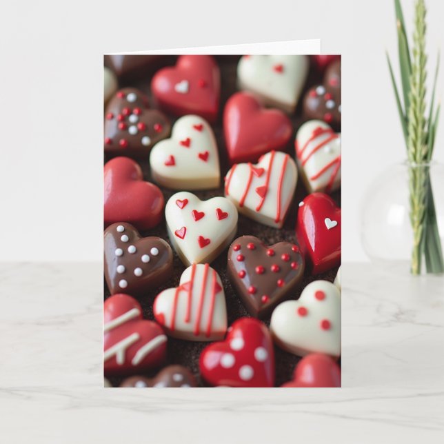 Red Valentine Chocolate Hearts Card (Front)